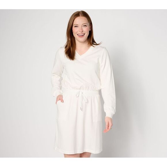 zuda Women's Dress Sz M Z-Knit Regular French Terry White A634036 - Picture 1 of 4